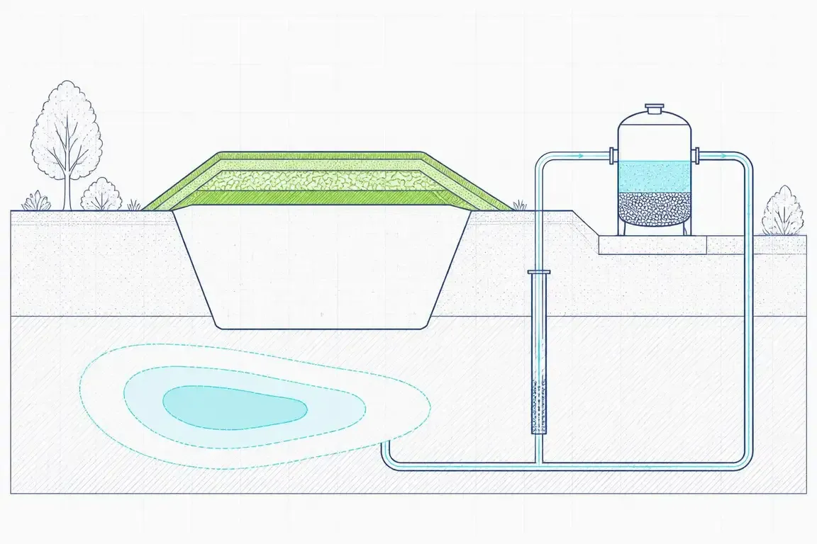 Cross-section diagram of remediation and site closure