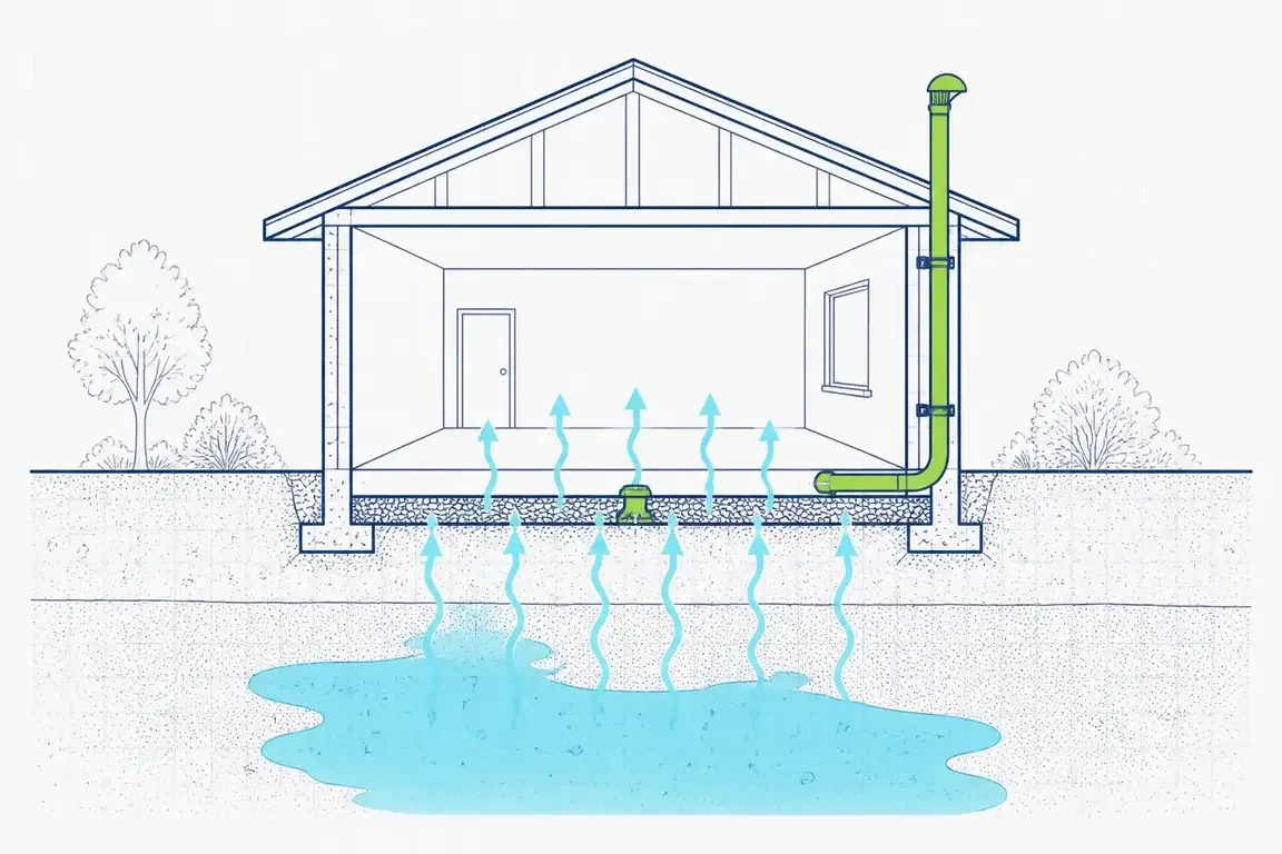 Cross-section diagram of a vapor intrusion pathway