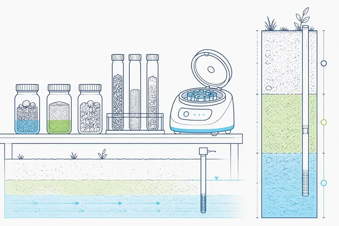 Diagram of soil and groundwater sampling with lab analysis