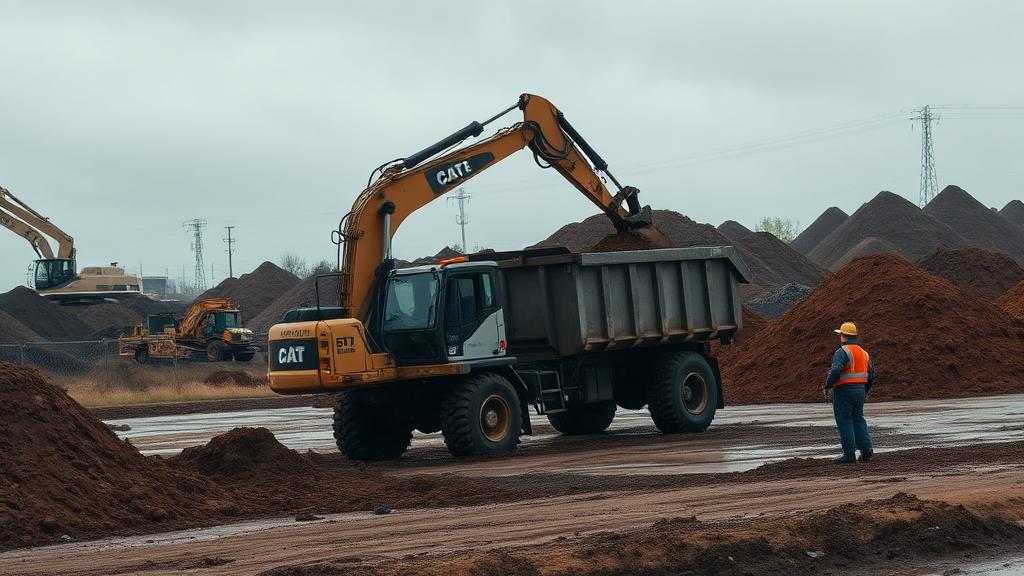 Excavator loading soil for offsite disposal